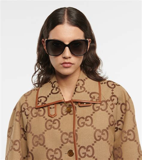 gucci sunglasses striped arm|gucci oversized round sunglasses.